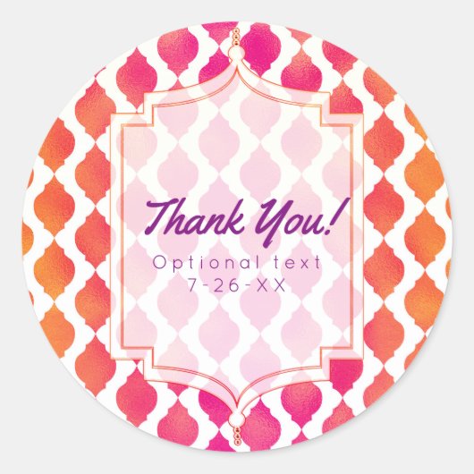 Rosa und orangefarbenes marokkanisches Gastgeschen Runder Aufkleber (Vorderseite)