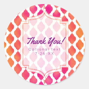 Rosa und orangefarbenes marokkanisches Gastgeschen Runder Aufkleber