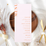 Rosa und orangefarbenes Peach Apricot Crush Menü f Menükarte<br><div class="desc">Dieses stilvolle Hochzeitsmenü mit individuellem Text und moderner Typografie würde Ihr Party wunderbar ergänzen! Ändern Sie den Text einfach,  indem Sie auf die Option "Personalisieren Sie diese Vorlage" klicken.</div>