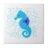 Rosa und orangefarbenes Seepferd im Hintergrund Fliese (Vorderseite)