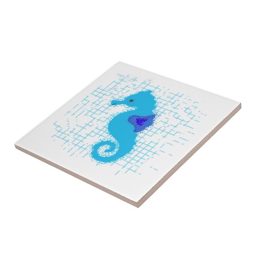 Rosa und orangefarbenes Seepferd im Hintergrund Fliese (Seite)