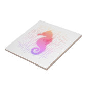 Rosa und orangefarbenes Seepferd im Hintergrund Fliese (Seite)