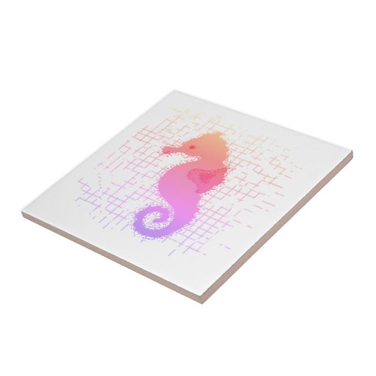 Rosa und orangefarbenes Seepferd im Hintergrund Fliese (Seite)