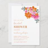Rosa und orangefarbenes Sommergarten Brautparty Einladung (Vorderseite)