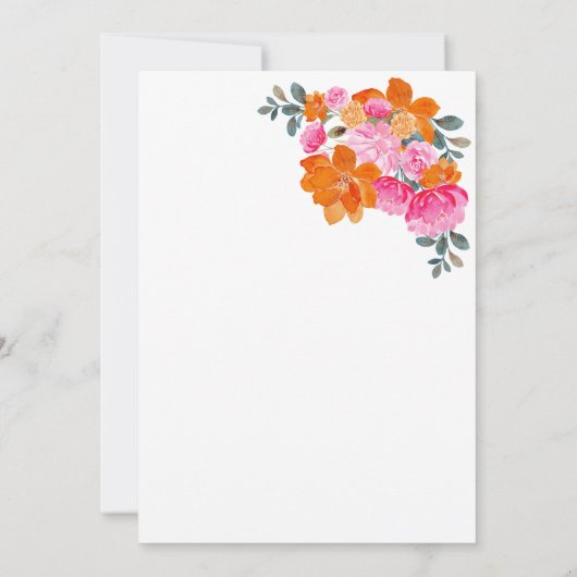 Rosa und orangefarbenes Sommergarten Brautparty Einladung (Rückseite)