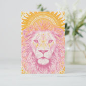 Rosa und Orangen Himmellion Dankeskarte (Stehend Vorderseite)