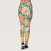 Rosa- und Orangenblumenmuster Leggings (Rückseite)