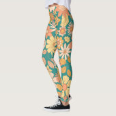 Rosa- und Orangenblumenmuster Leggings (Links)