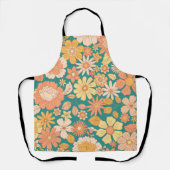 Rosa- und Orangenblumenmuster Schürze (Vorderseite)