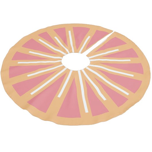 Rosa und Orangenzitrus Grapefruitsprint Polyester Weihnachtsbaumdecke (Schrägansicht)