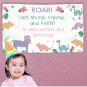 Rosa und Pastell Mädchen-Dinosaurier Banner