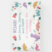 Rosa und Pastell Mädchen-Dinosaurier Banner (Vertikal)