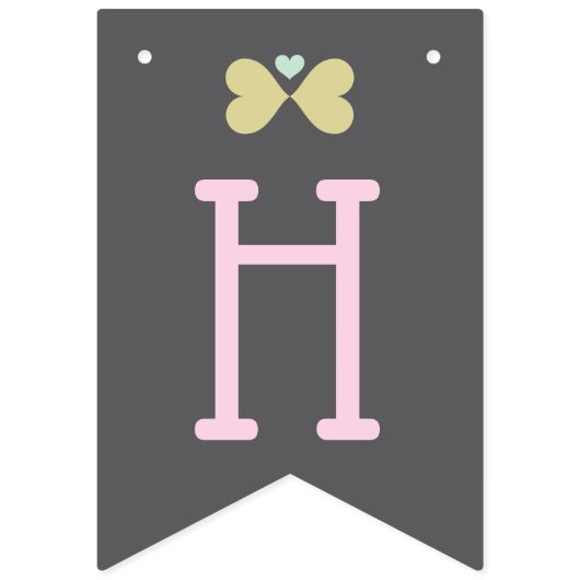 Rosa und Pastellschmetterlings-Herzen, die Flaggen (Zweite Fahne)