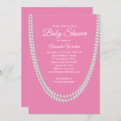 Rosa und Perlen-Babyparty-Einladung Einladung (Vorne/Hinten)
