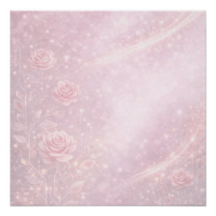 Rosa- und Perlgrau Blüten AI-Kunst  Poster