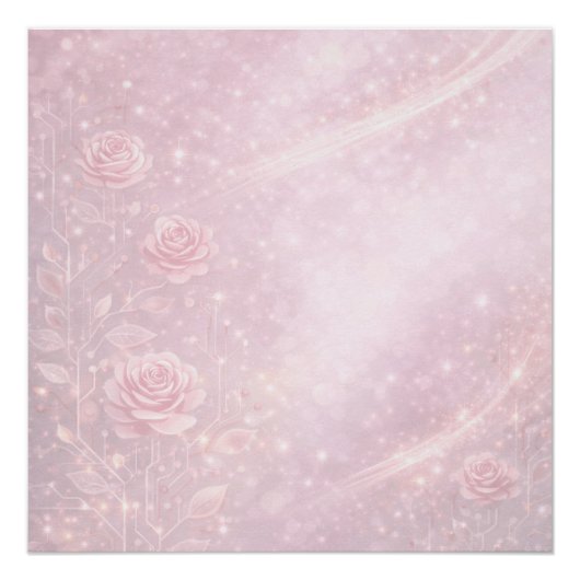 Rosa- und Perlgrau Blüten AI-Kunst  Poster (Vorderseite)