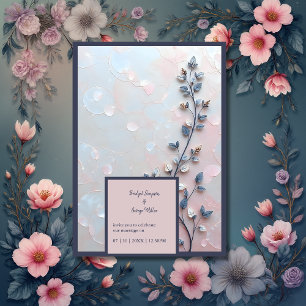 Rosa- und Perltonröhre botanische Branch-Hochzeit Einladung