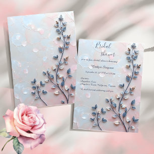 Rosa- und Perltonröhre botanische Branch-Hochzeit Einladung