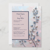 Rosa- und Perltonröhre botanische Branch-Hochzeit Einladung (Vorderseite)