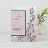 Rosa- und Perltonröhre botanische Branch-Hochzeit Einladung (Stehend Vorderseite)