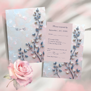 Rosa- und Perltonröhre botanische Branch-Hochzeit RSVP Karte