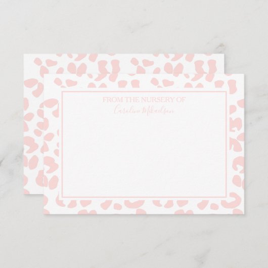 Rosa und Personalisierte Leoparden Dankeskarte (Vorne/Hinten)