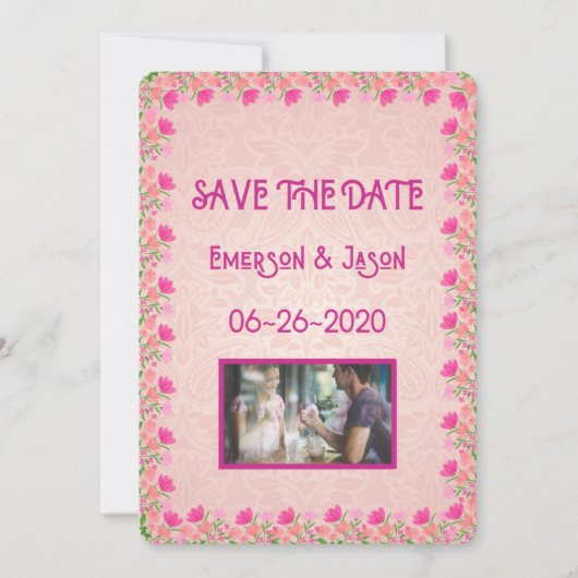 Rosa und Pfirsich #2 Save The Date (Vorderseite)