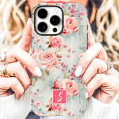 Rosa und Pfirsich Aquarell Blumenmonogramm Case-Mate iPhone Hülle