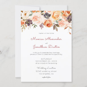 Rosa- und Pfirsich-Blumen-Rustical-Hochzeit Einladung