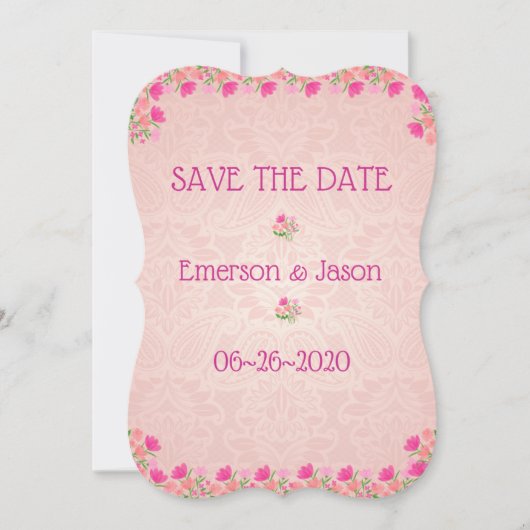 Rosa und Pfirsich Nr. 4 Save The Date (Vorderseite)