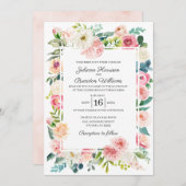 Rosa und Pfirsichblume Einladung zur Hochzeit (Vorne/Hinten)