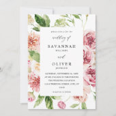 Rosa und Pfirsichblumen & Grüne Einladung zur Hoch (Vorderseite)