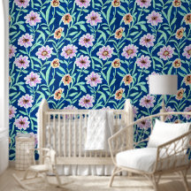 Rosa und Pfirsichblüten auf Blau