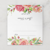 Rosa und Pfirsichblütenhochzeit Platzkarte (Außenseite Aufgefaltet)
