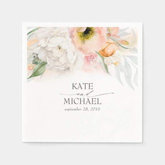 Rosa und Pfirsichblütenhochzeit Serviette (Vorderseite)