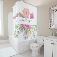 Rosa und pfirsiche Aquarellblumen personalisiert