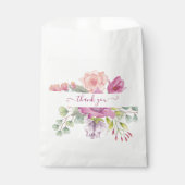 Rosa und pfirsiche Aquarellblumen personalisiert Geschenktütchen (Vorderseite)