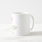 Rosa und pfirsiche Aquarellblumen personalisiert Kaffeetasse (VorderseiteRechts)