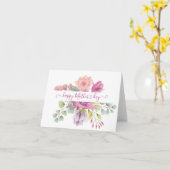 Rosa und pfirsiche Aquarellblumen personalisiert Karte (Gelbe Blume)