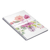 Rosa und pfirsiche Aquarellblumen personalisiert Notizblock (Rechte Seite)