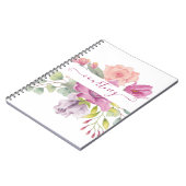 Rosa und pfirsiche Aquarellblumen personalisiert Notizblock (Linke Seite)