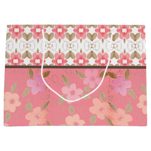 Rosa und Pfirsichfarben Große Geschenktüte (Vorderseite)