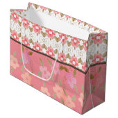Rosa und Pfirsichfarben Große Geschenktüte (Vorderseite Schrägansicht)