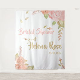 Rosa- und Pfirsichfarben Rose Bridal Wedding Backg Wandteppich