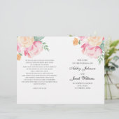 Rosa und pfirsichfarbene Blumen Hochzeitsprogramm (Stehend Vorderseite)