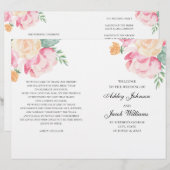 Rosa und pfirsichfarbene Blumen Hochzeitsprogramm (Vorne/Hinten)