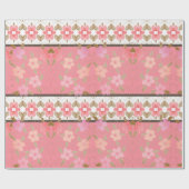 Rosa und pfirsichfarbene Blüten Geschenkpapier (Flach)