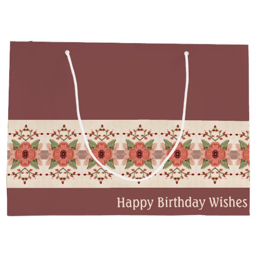 Rosa und pfirsichfarbene Blüten Große Geschenktüte (Rückseite)