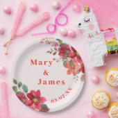 Rosa und pfirsichfarbene, elegante Blumenplatte Pappteller (Party)