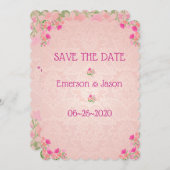 Rosa und pfirsichfarbene Scallope Save The Date (Vorne/Hinten)